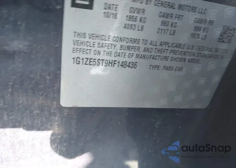 2017 Chevrolet Malibu 1Lt из США, поврежденный, VIN 1G1ZE5ST9HF148436